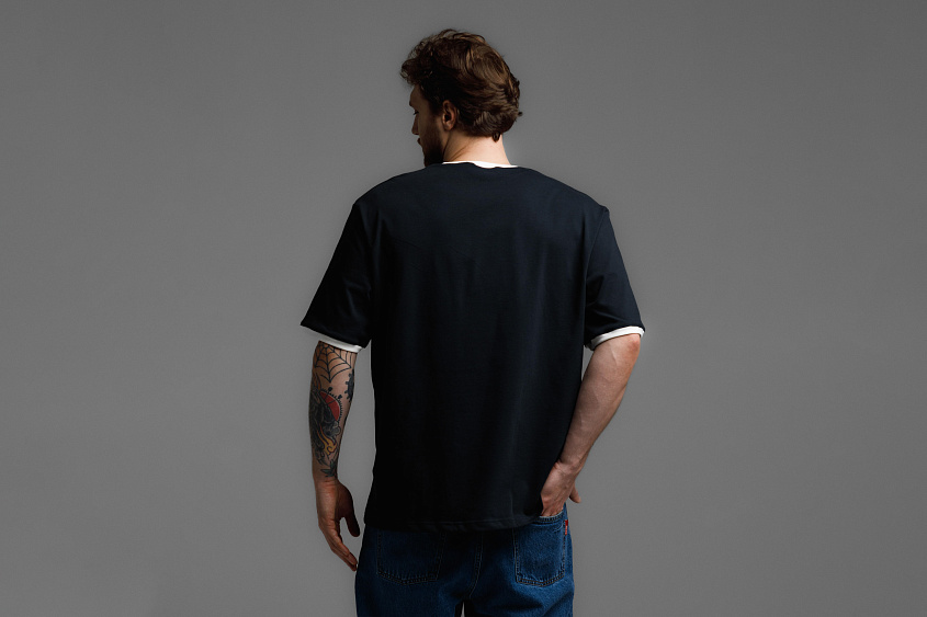 Футболка свободного кроя (тёмно-синяя) с эмблемой ЧРКЗВ x ПЛНБ (XS)